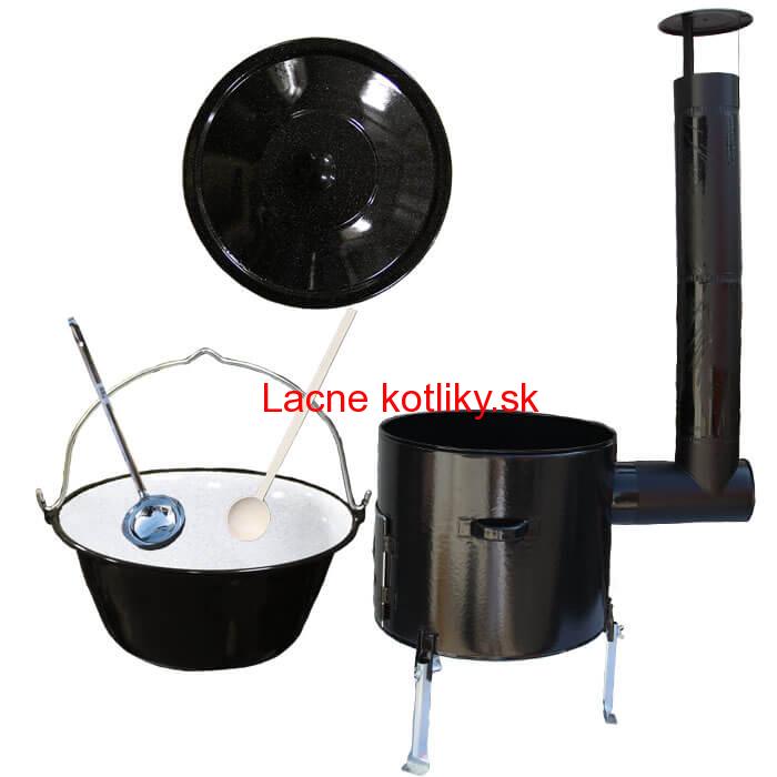 Smaltovaný kotlík 10 L (1,2 mm) + smaltovaná kotlina 31 cm + vareška a naberačka Easy party