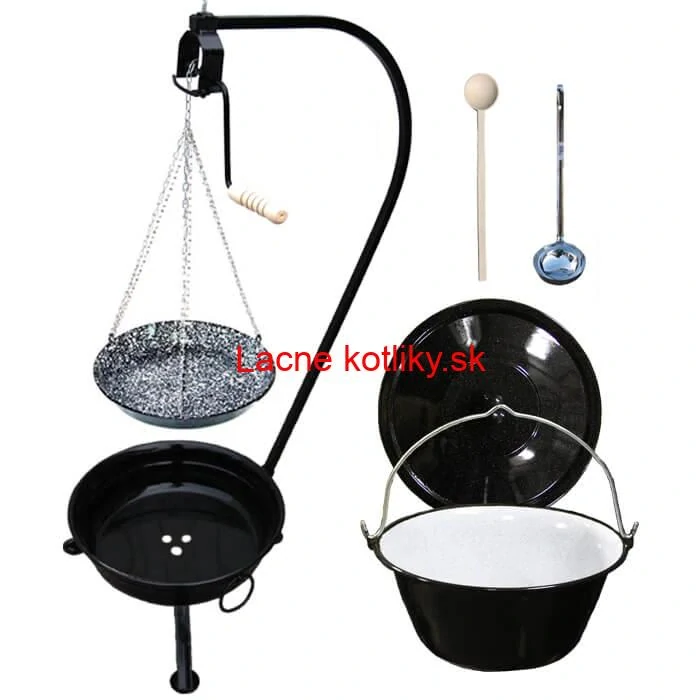 Smaltovaný kotlík 25 L (1,2 mm) + smaltovaná panvica + prenosné ohnisko