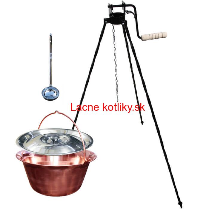 Medený kotlík 10 L (1,2 mm) + pokrievka + stojan s kladkou VAR