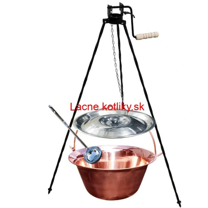 Medený kotlík 14 L (1,2 mm) + pokrievka + stojan s kladkou VAR