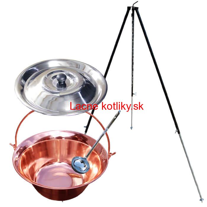 Medený kotlík 30 L (1,2 mm) + pokrievka + klasická teleskopická trojnožka