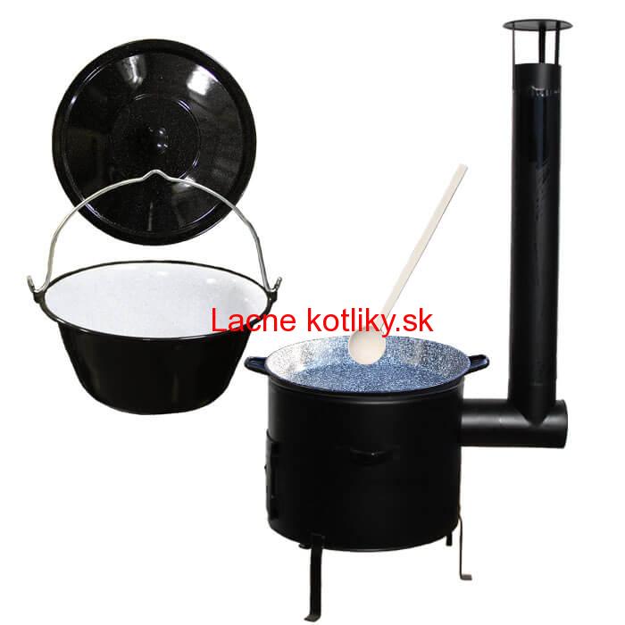 Smaltovaný kotlík 16 L (1,2 mm) + smaltovaná grilovacia panica s uškami GRILL PARTY