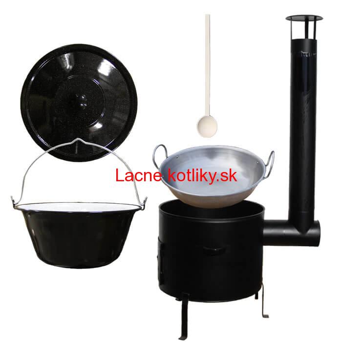 Smaltovaný kotlík 30 L (1,2 mm) + železná grilovacia panica s uškami GRILL PARTY