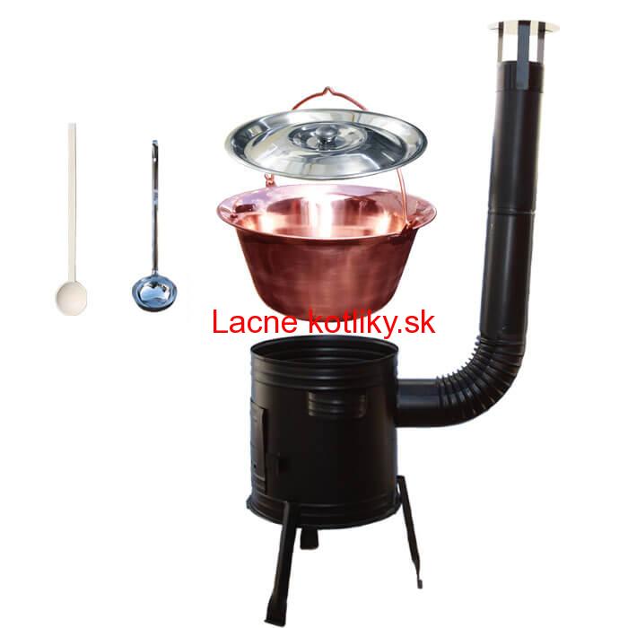 Medený kotlík 30 L (1,2 mm) + kovová kotlina 45 CLASSIC (KOV) + vareška a naberačka PARTY