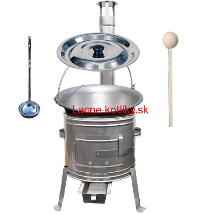 Nerezový kotlík 20 L (1,5 mm) + nerezová kotlina 42 cm + vareška a naberačka TOPLUX