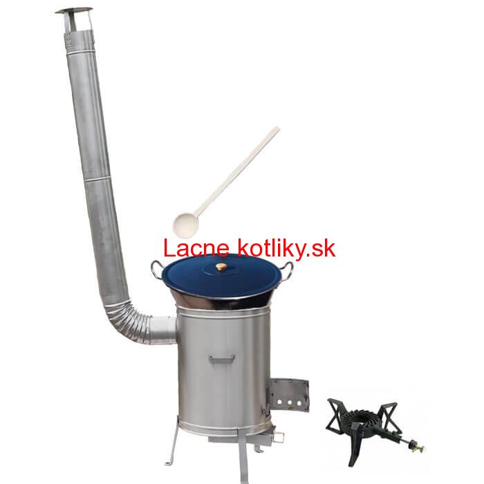 Zabíjačkový nerezový kotol 80 L + nerezová kotlina 56 cm + horák 7 kW