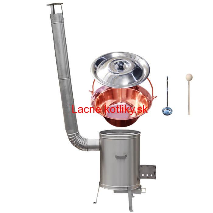 Medený kotlík 14 L (1,2 mm) + nerezová kotlina 36 cm + vareška a naberačka LUX