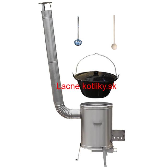 Smaltovaný kotlík 20 L (1,2 mm) + nerezová kotlina 42 cm + vareška a naberačka LUX