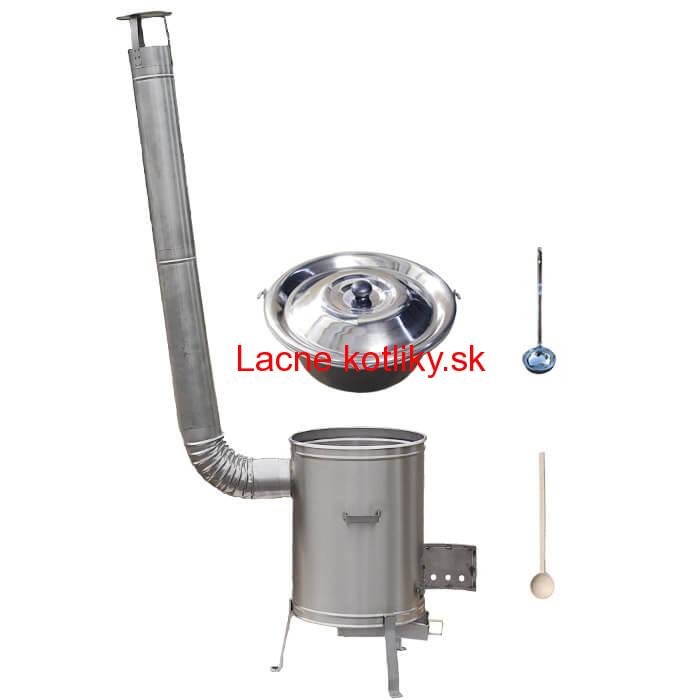 Nerezový kotlík 20 L (1,5 mm) + nerezová kotlina 42 cm + vareška a naberačka LUX