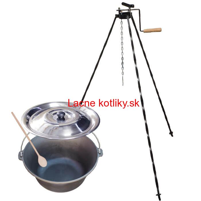 Liatinový kotlík 22 L + stojan s kladkou VAR