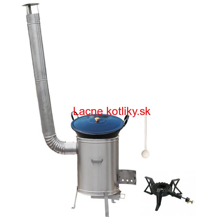 Zabíjačkový smaltovaný kotol 80 L + nerezová kotlina 56 cm + horák 7 kW