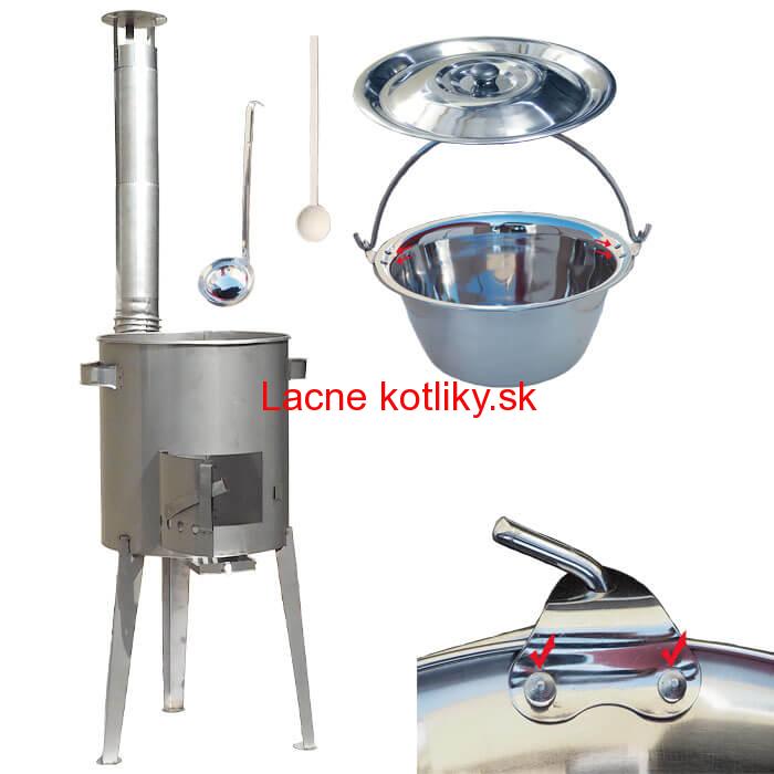 Zosilnený nerezový kotlík 20 L + nerez. kotlina 42 cm LUXUS