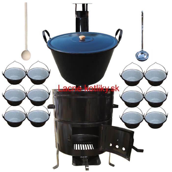 Smaltovaný kotol 60 L + servírovacie kotlíky (12 ks) BIG PARTY