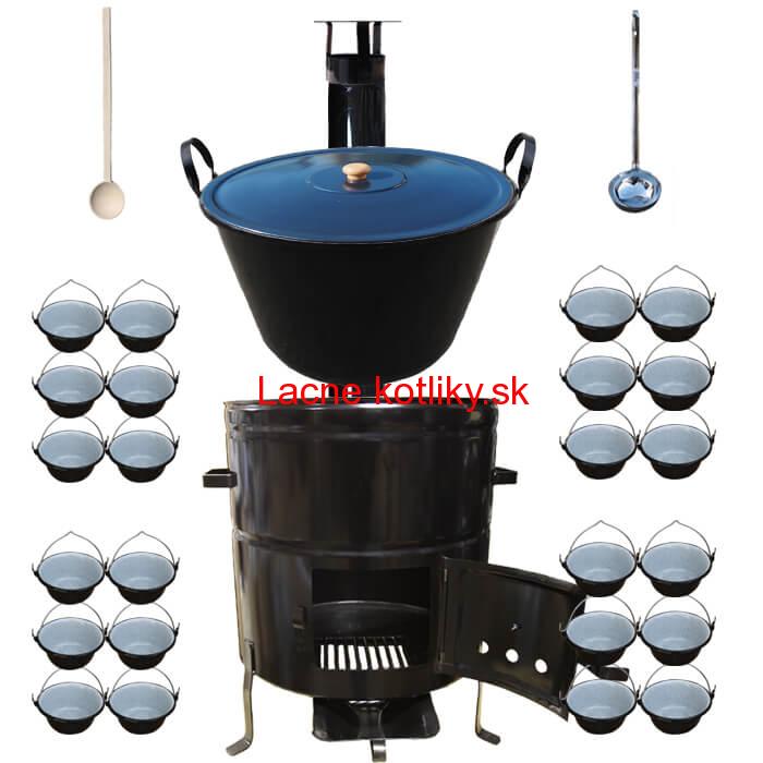 Smaltovaný kotol 80 L + servírovacie kotlíky (24 ks) BIG PARTY