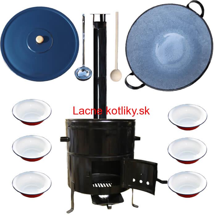 Smaltovaný kotol 50 L + smaltované taniere BIG PARTY