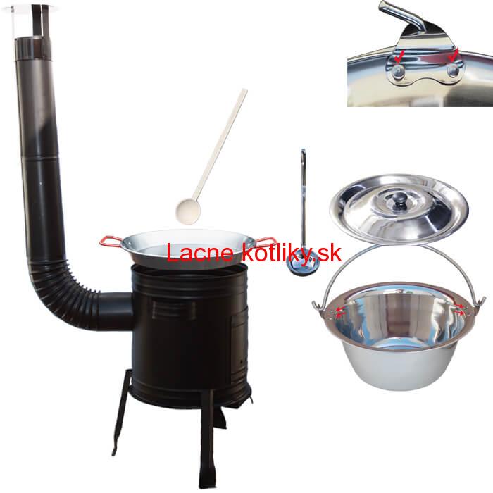 Paella oceľová panvica 38 cm s nerezovým kotlíkom 15 L (0,8 mm) a kotlinou