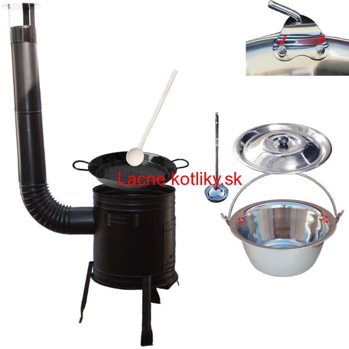 Paella smaltovaná panvica 38 cm s nerezovým kotlíkom 15 L (0,8 mm) a kotlinou