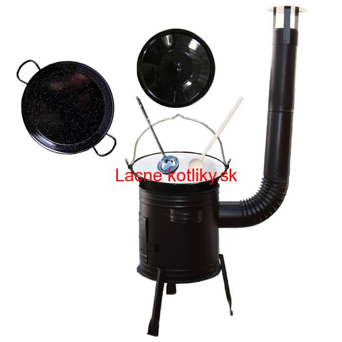 Paella smaltovaná panvica 38 cm so smaltovaným kotlíkom 13 L (1,2 mm) a kotlinou