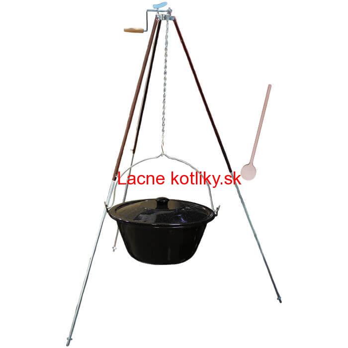 Smaltovaný kotlík 16 L (1,2 mm) + teleskopická trojnožka s poistnou kladkou + pokrievka
