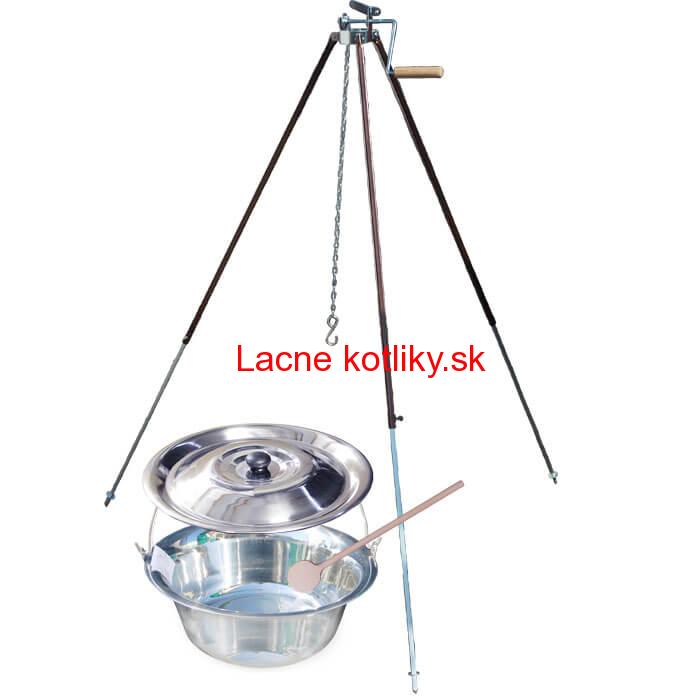 Antikorový kotlík 30 L (1,2 mm) + teleskopická trojnožka s poistnou kladkou + pokrievka