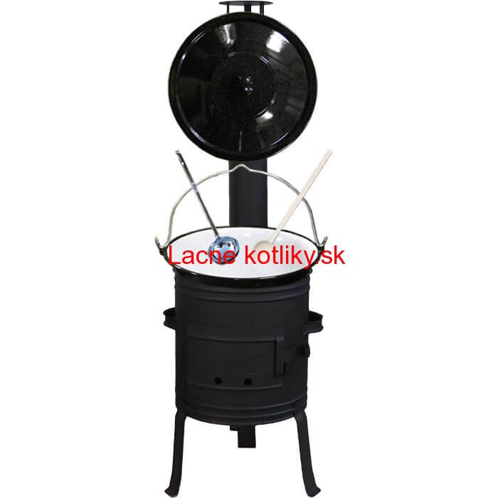 Smaltovaný kotlík 10 L (1,2 mm) + nízka žiaruvzdorná kotlina 33 cm PLUS 700 + vareška a naberačka