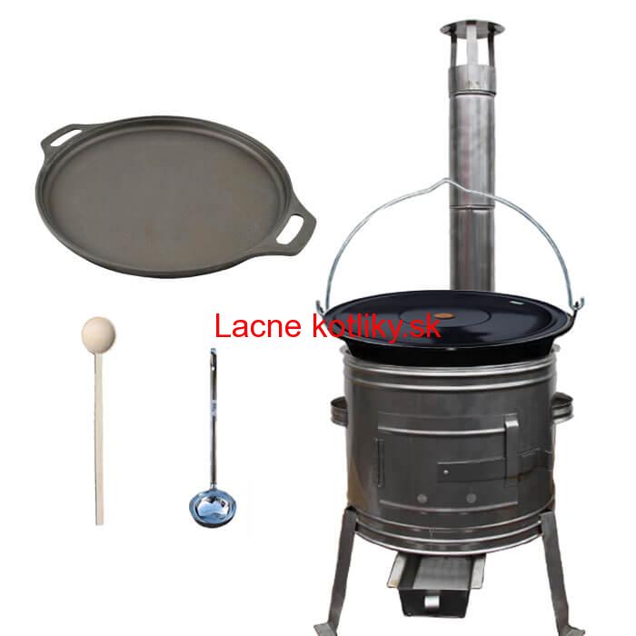 Smaltovaný kotlík 20 L + Liatinová panvica 43 cm + nerezová kotlina 42 cm TOPLUX