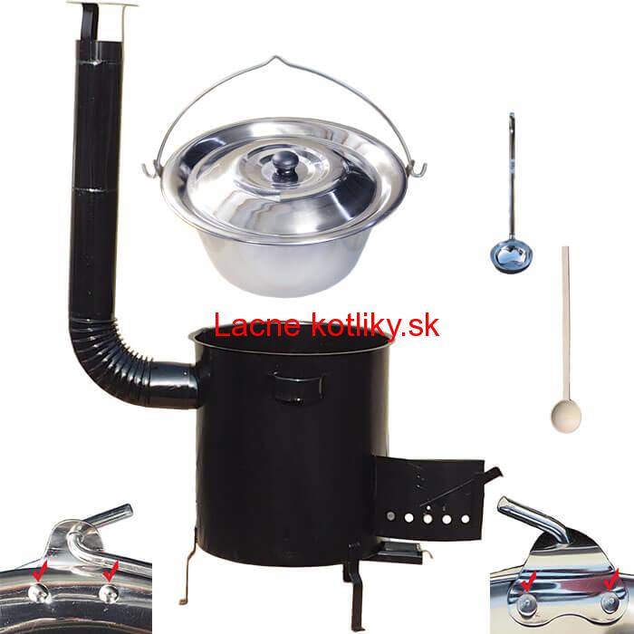 Nerezový kotlík 30 L (0,8 mm) zosilnený s nitmi + hrubostenná (1,5 mm) kovová kotlina 45 STRONG