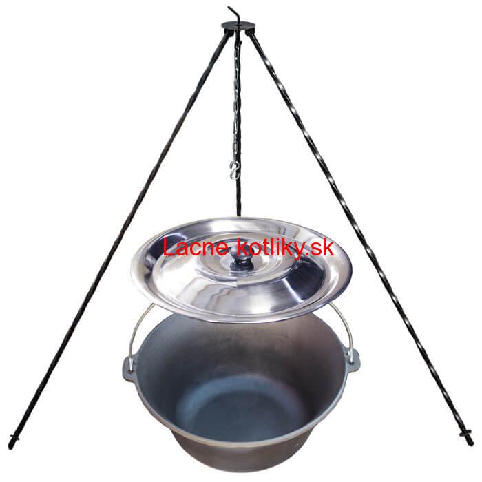 Liatinový kotlík 10,8 L + pokrievka + trojnožka 1,2 m