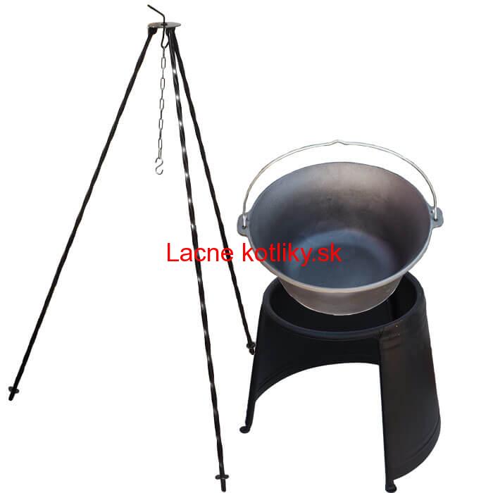 Liatinový kotlík 10,8 L + chránič plameňa 37 cm + trojnožka 1,2 m