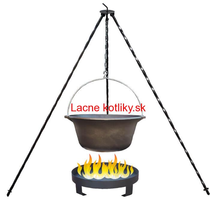 Liatinový kotlík 7,2 L + trojnožka 1 m + ohnisko 36 cm