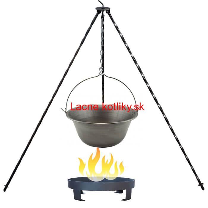 Železný kotlík 14 L (0,75 mm) + trojnožka 1,2 m + ohnisko 36 cm