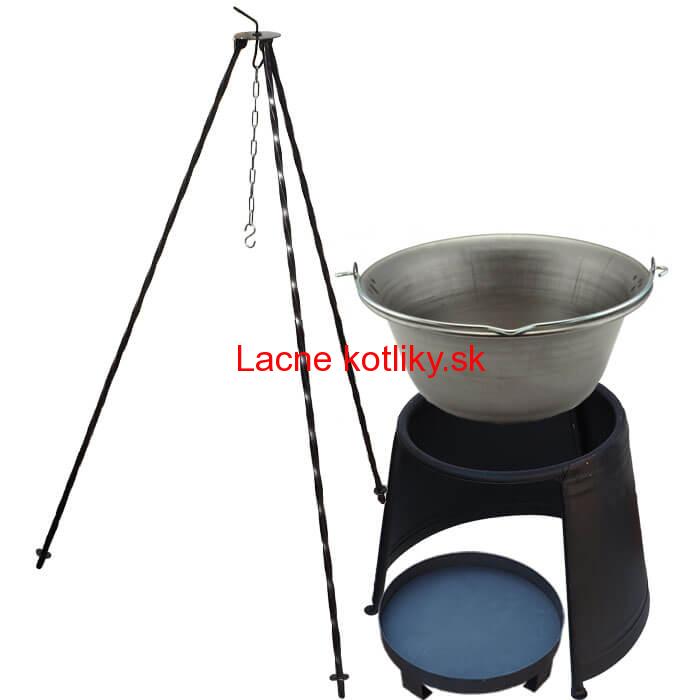 Železný kotlík 20 L (0,75 mm) + chránič plameňa 43 cm + ohnisko 36 cm + trojnožka 1,2 m