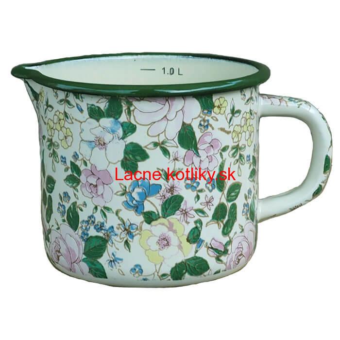Smaltovaný hrnček s výlevkou 1 L+ vedro 1 L DECOR