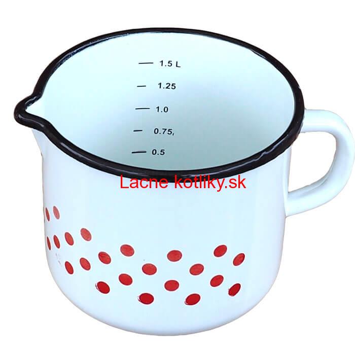Smaltovaný hrnček s výlevkou 1,5 L - bodkovaný