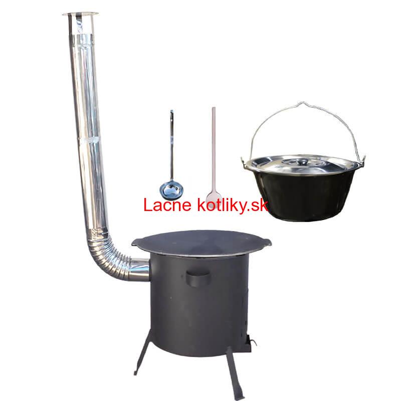 Smaltovaný kotlík 20 L + liatinová panvica 45 cm + žiaruvzdorná kotlina 42 cm PLUS 600