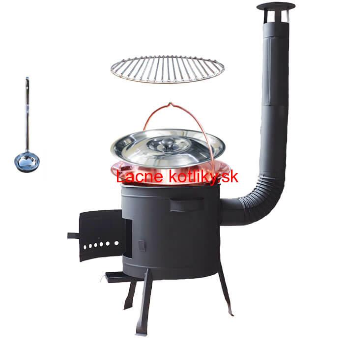 Medený kotlík 20 L (1,2 mm) + Nerezový rošt 45 cm + nízka žiaruvzdorná kotlina 42 cm PLUS 600