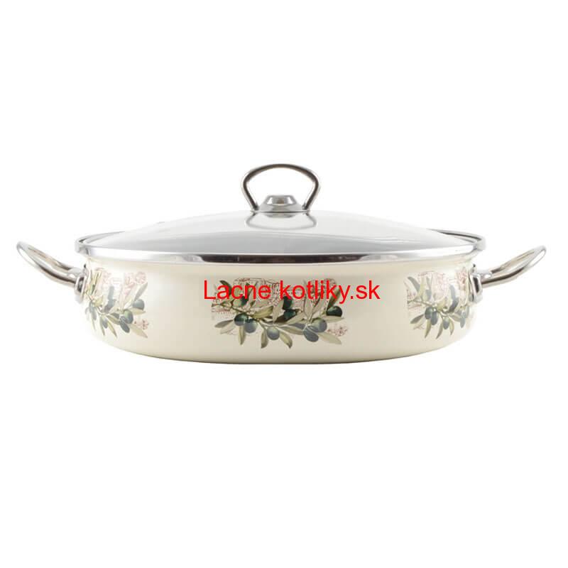 Smaltovaná rajnica s pokrievkou 30 cm OLIVA