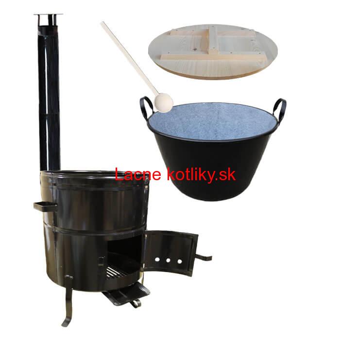 Smaltovaný kotol 100 L na zabíjačku s kovovou kotlinou 60 cm CLASSIC + vareška