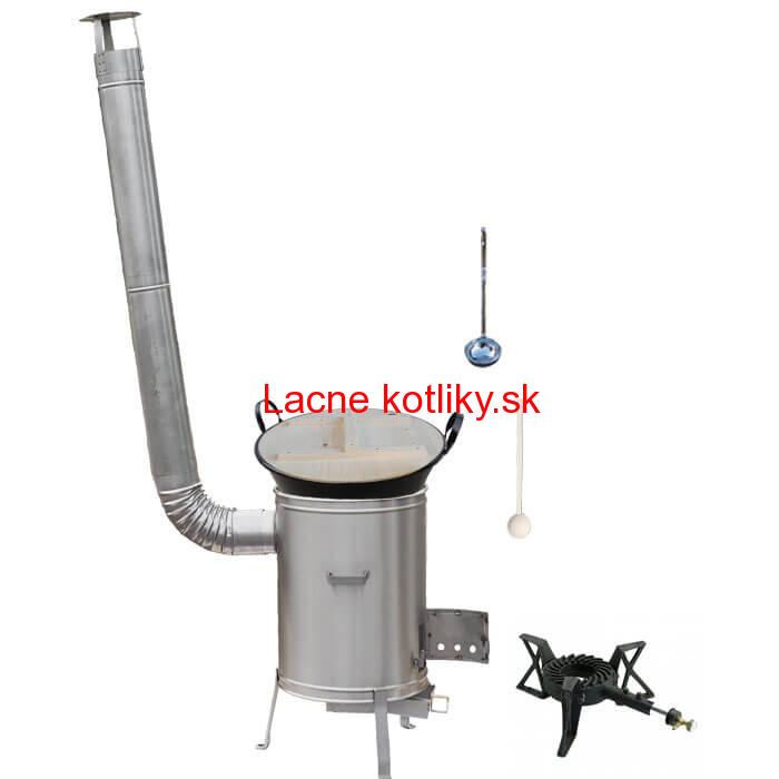 Zabíjačkový smaltovaný kotol 100 L + nerezová kotlina 60 cm + horák 7 kW + vareška a naberačka