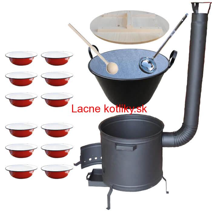 Smaltovaný kotol 100 L + smaltované taniere + vareška a naberačka PLUS 600 PLUS 600