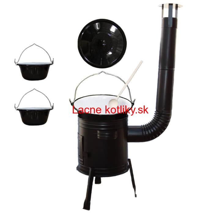 Smaltovaný kotlík 10 L (1,2 mm) + kovová kotlina 31 CLASSIC (KOV) + 2 smaltované servírovacie kotlíky 0,8 L