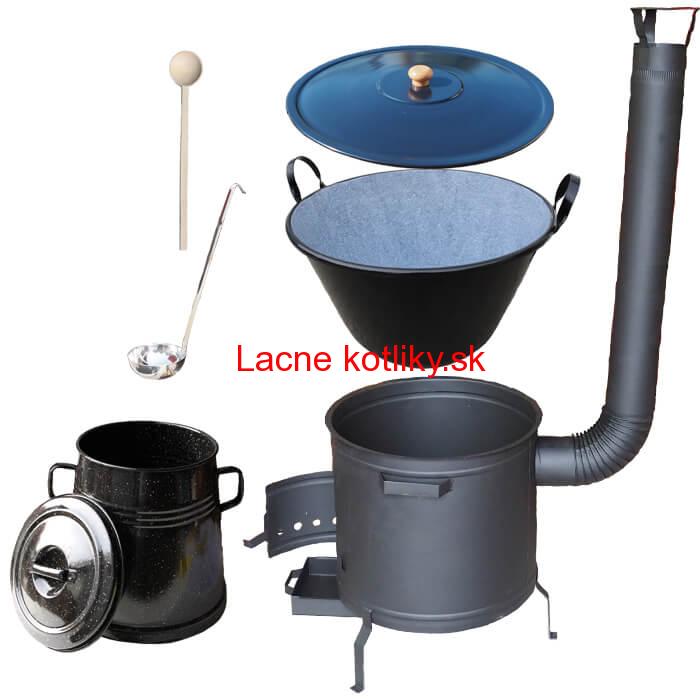 Smaltovaný kotol 50 L + žiaruvzdorná kotlina 50 cm PLUS 600 + Nádoba na masť 10 L