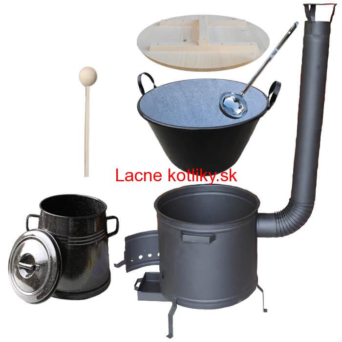 Smaltovaný kotol 100 L + žiaruvzdorná kotlina 60 cm PLUS 600 + Nádoba na masť 10 L