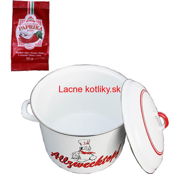 Smaltovaný hrniec s pokrievkou 13 L kuchár + sladká paprika GURMÁN 50 g