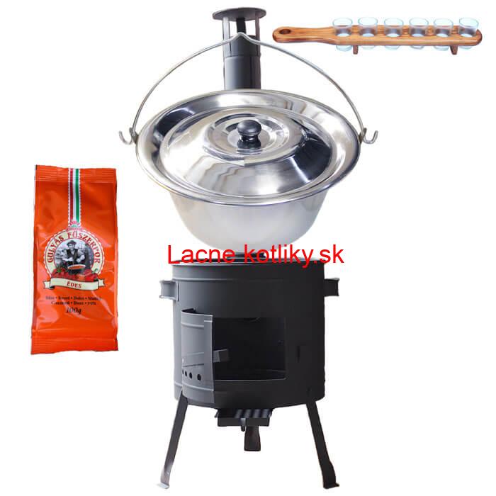 Nerezový kotlík 22 L (0,8 mm) + korenie + štamperlíky + nízka žiaruvzdorná kotlina (0,8 mm) 42 PLUS 600