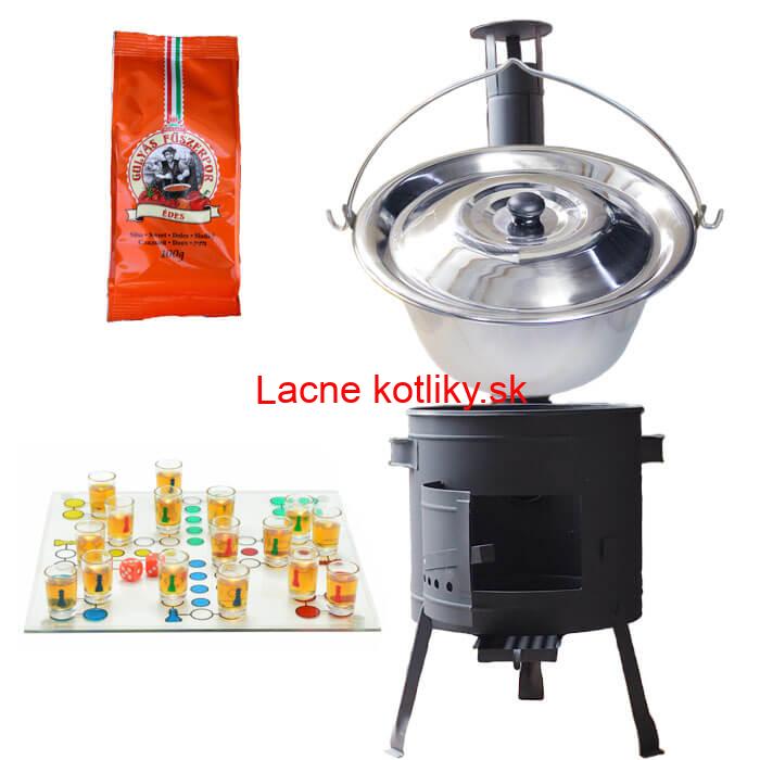 Nerezový kotlík 22 L (0,8 mm) + korenie + človeče pi už + nízka žiaruvzdorná kotlina 42 PLUS 600