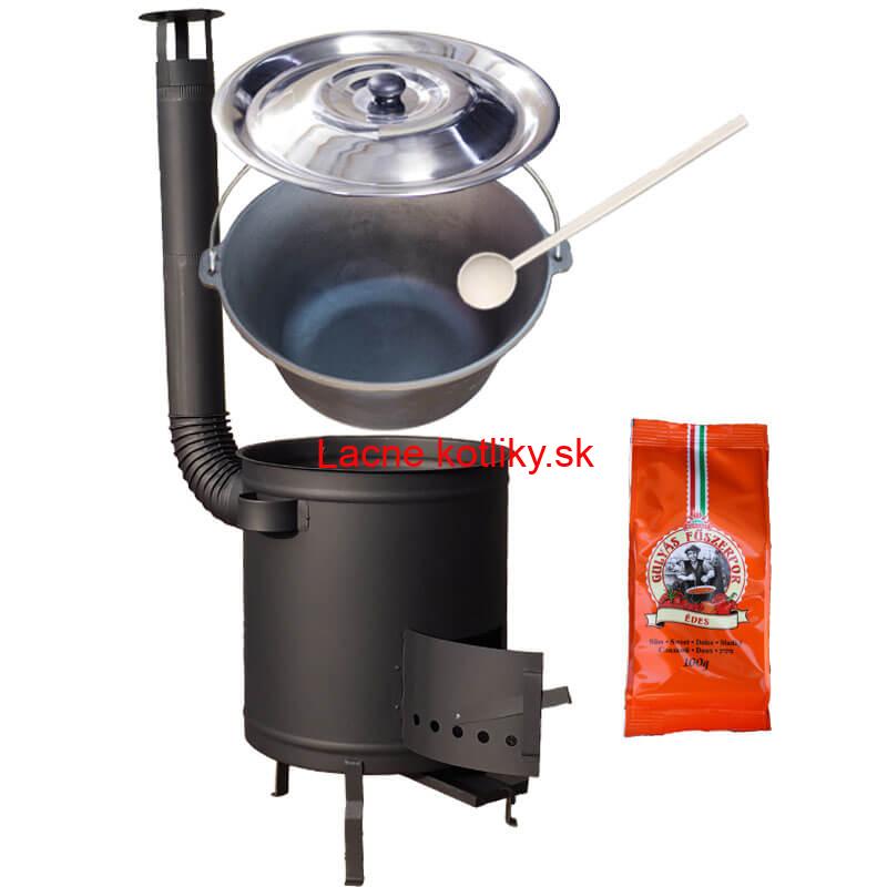 Liatinový kotlík 16 L + Hrubostenná kotlina 36 cm (1,5 mm) STRONG + žiaruvzdorná farba Plus 600