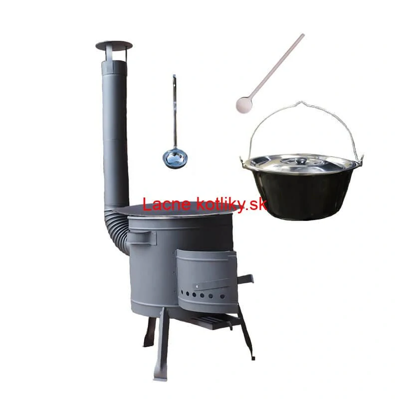 Smaltovaný kotlík 22 L + liatinová panvica 45 cm + nízka žiaruvzdorná kotlina 42 cm PLUS 600