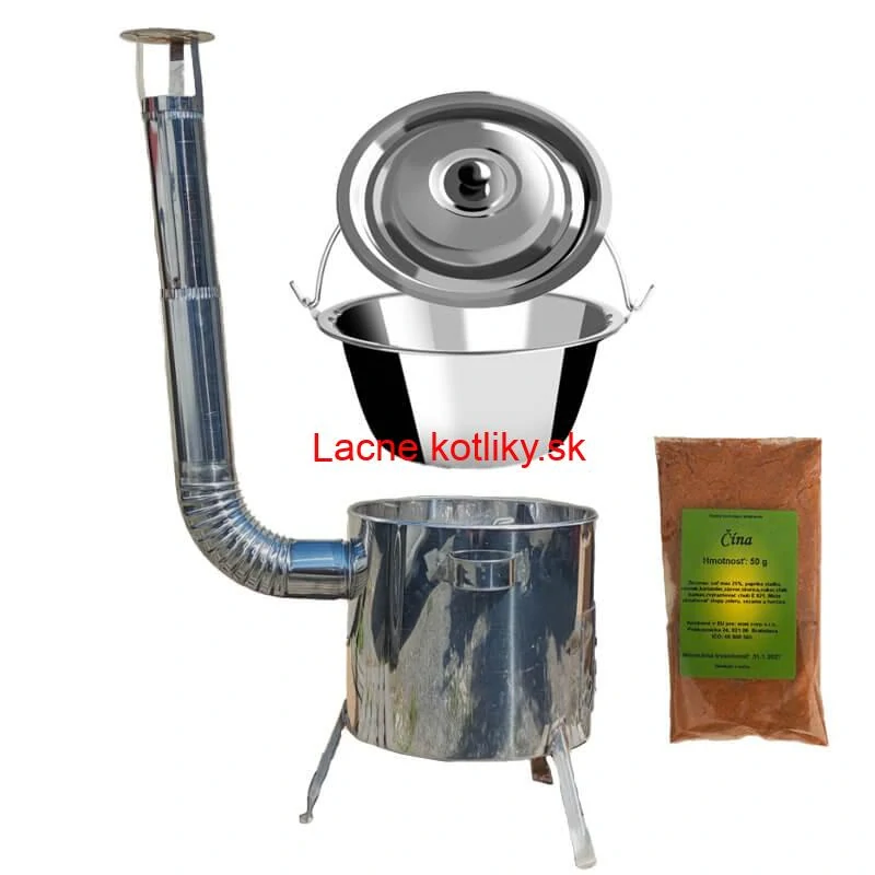 Nerezový kotlík 10 L (0,8 mm) + nerezová kotlina 31 INOX LUSTRO + Wok + korenie 50 g