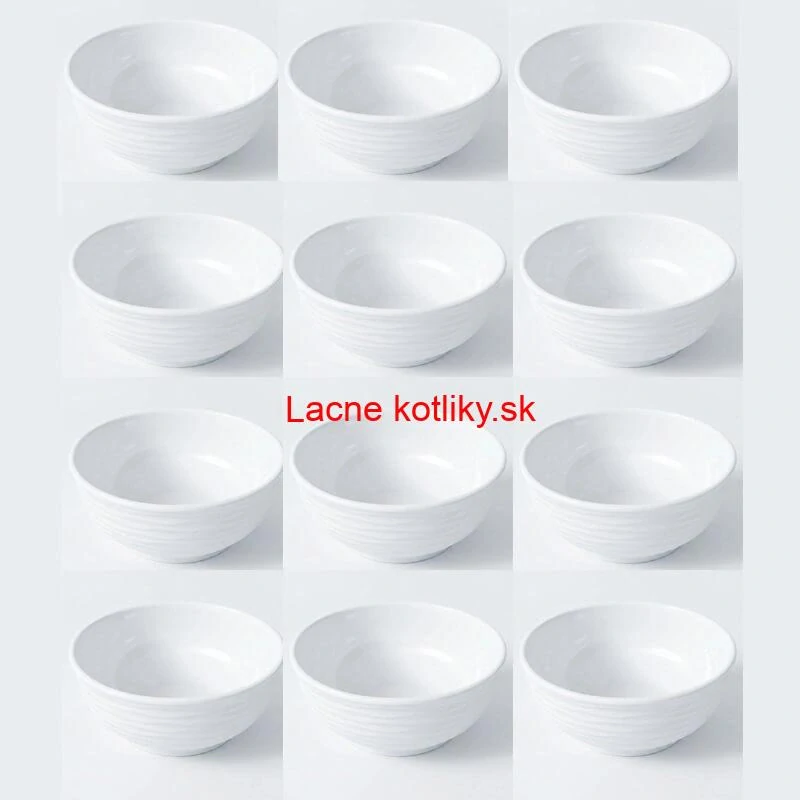 Set 12 ks: Prémiové biele misky s kamennou štruktúrou (750 ml)